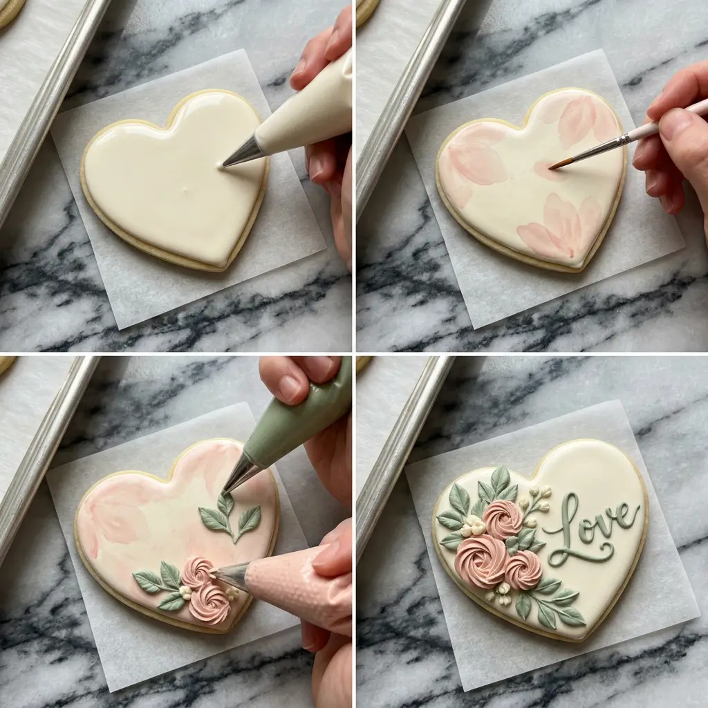 step by step baby in bloom cookies royal icing decorating guide