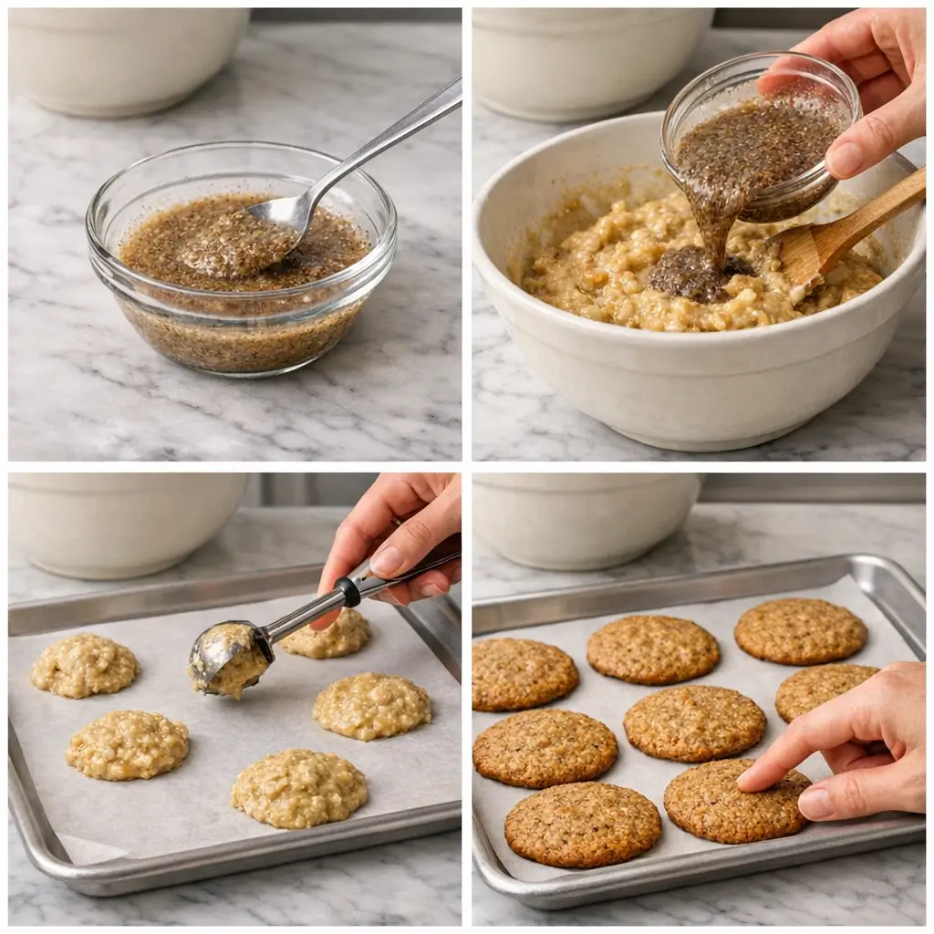 step by step making pookies without egg using flax egg