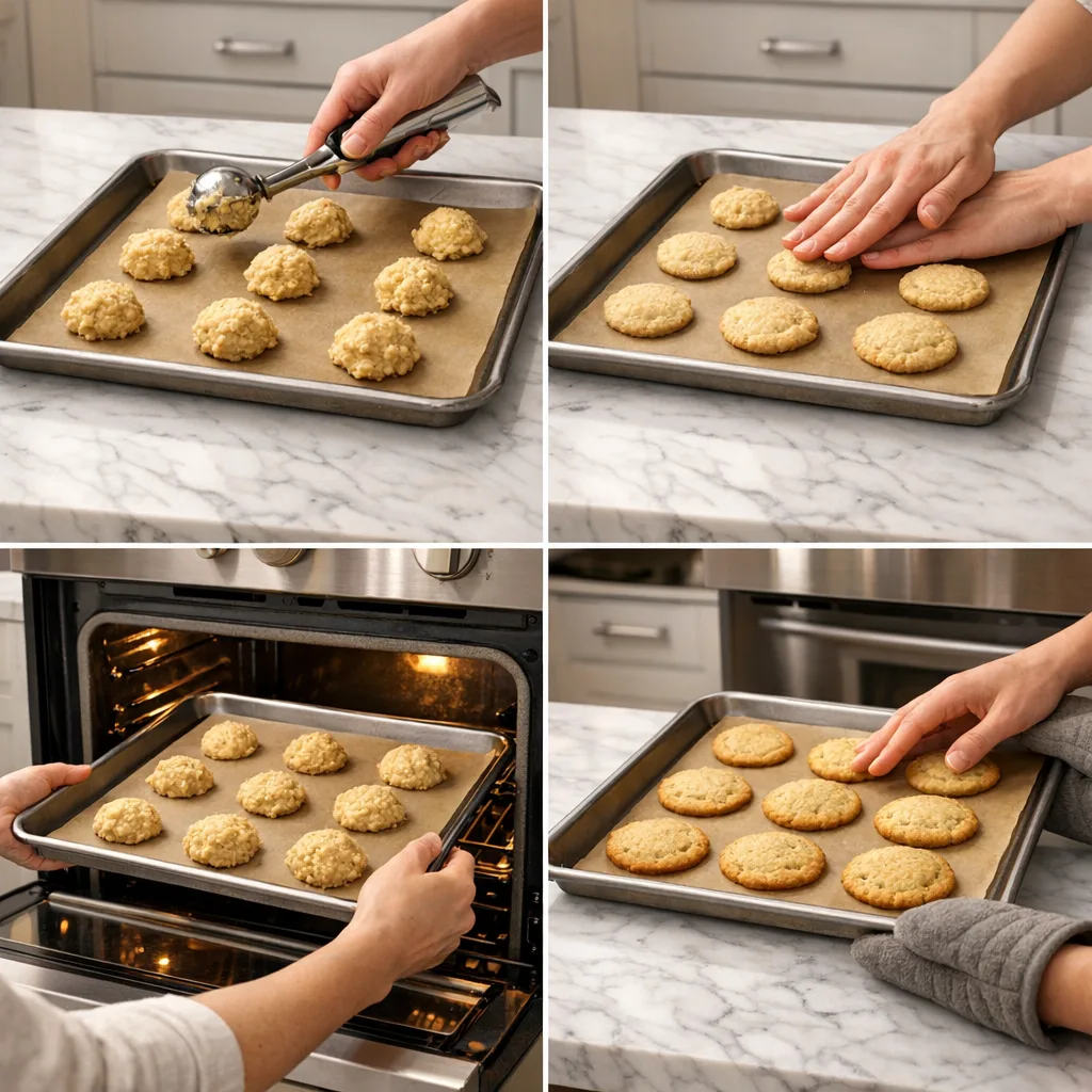 step by step pookies bake time and temp 350 8 minutes method